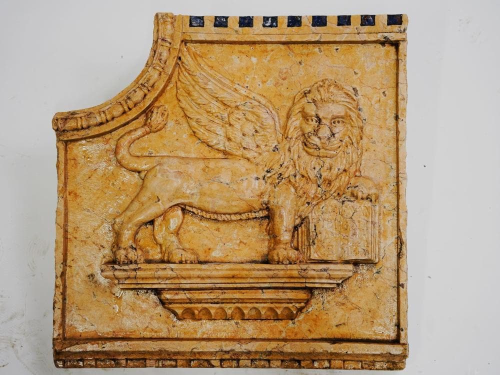 Bas-relief Lion of San Marco, in Siena yellow marble