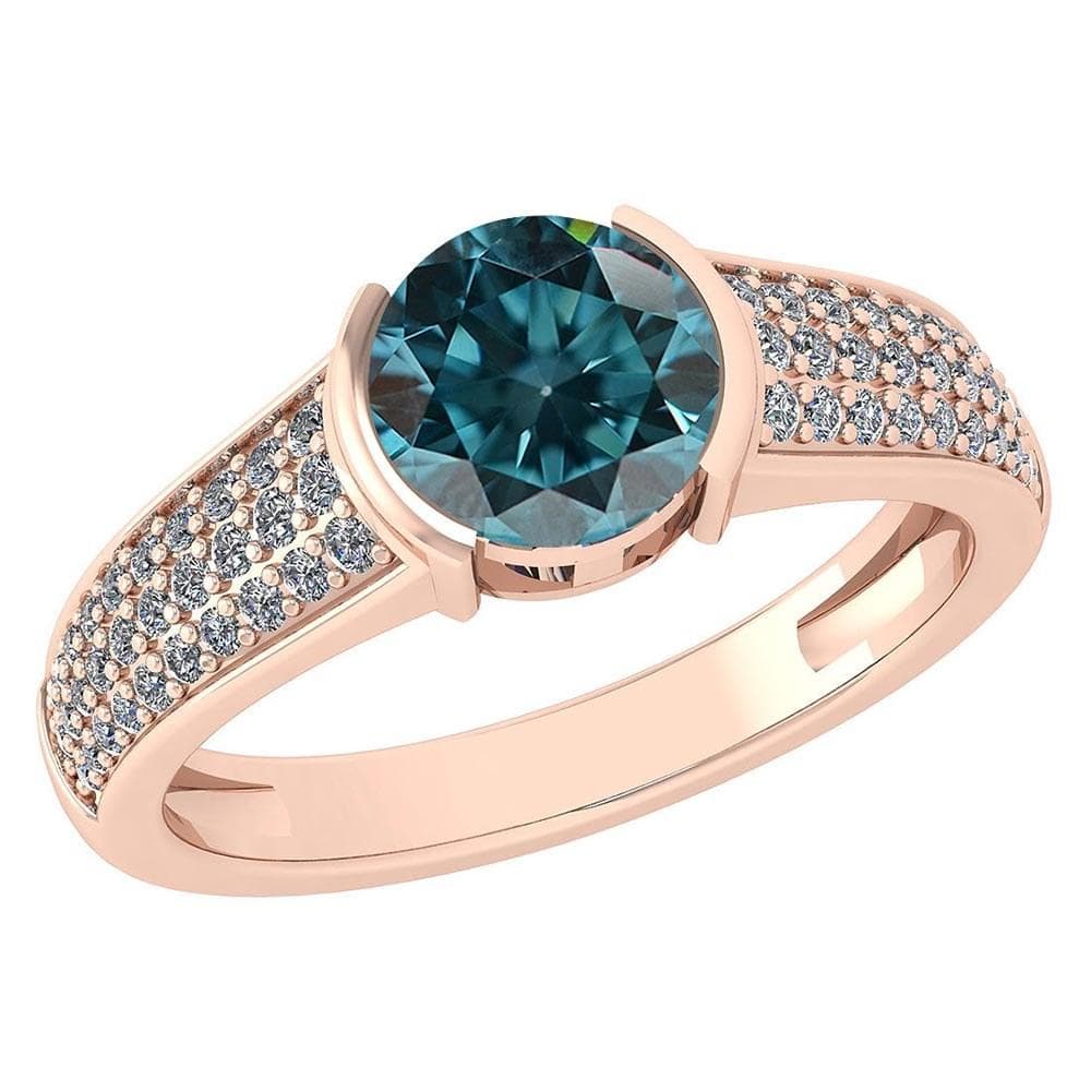 Certified 1.55 Ctw Treated Fancy Blue Diamond And White