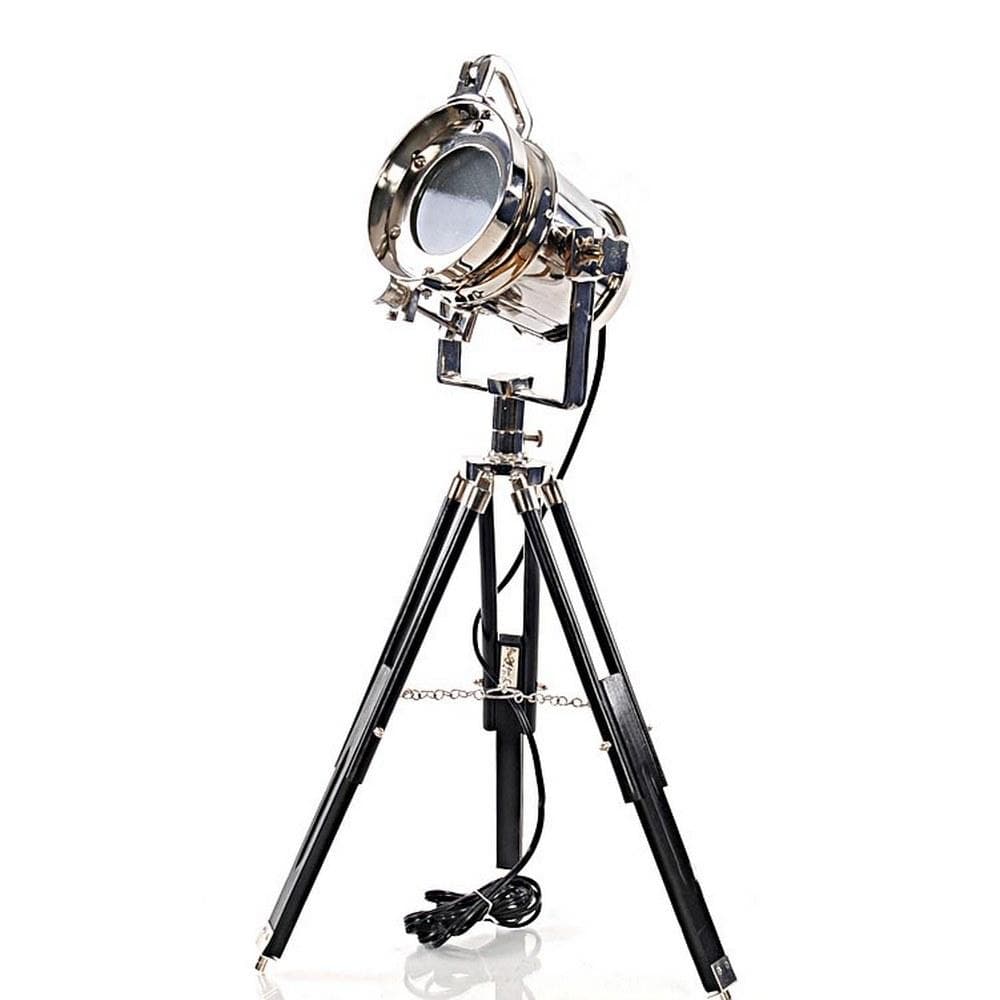 ALUM SPOT LIGHT ON WDN STAND BLK/NKL