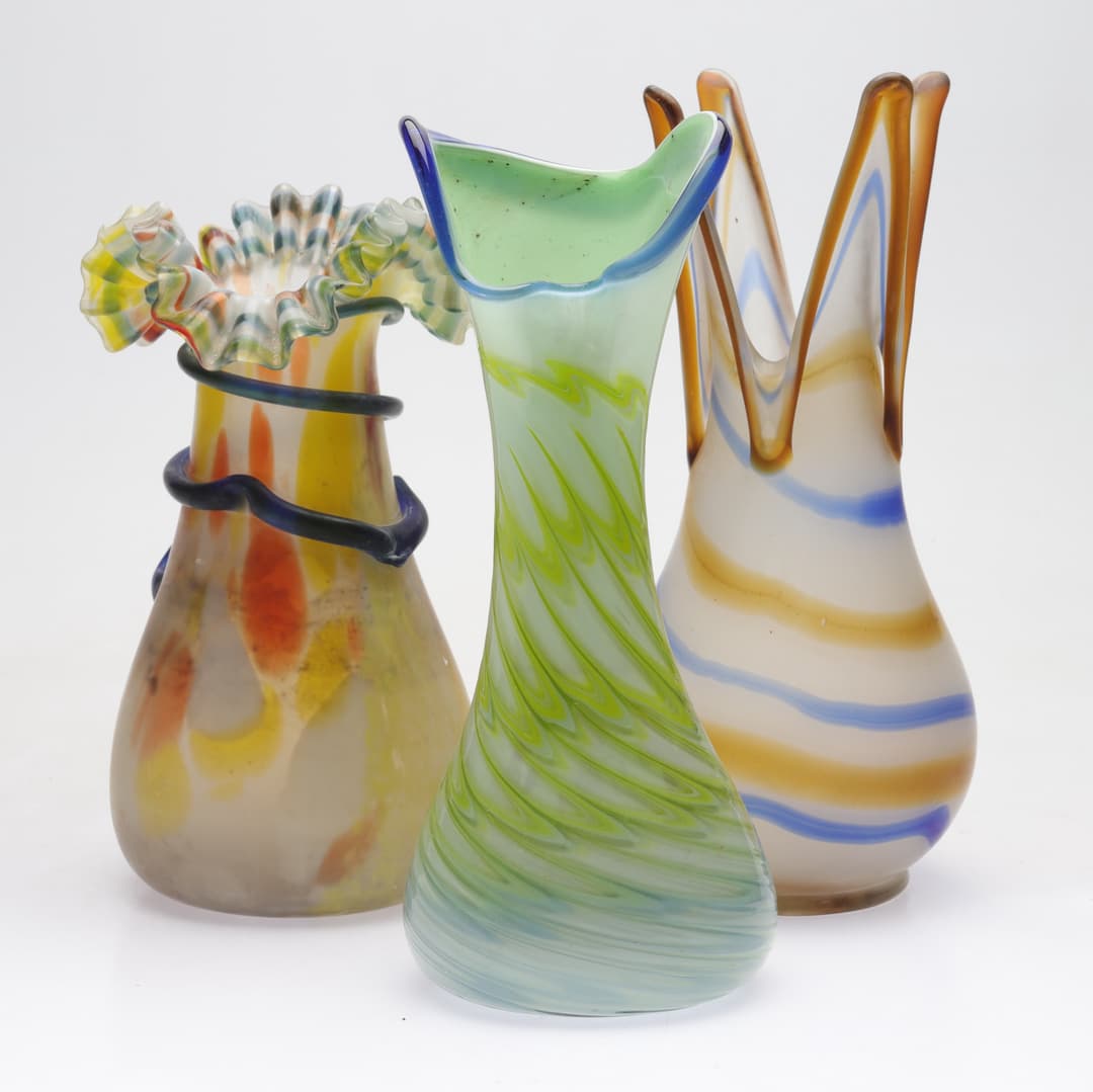 VASER, 3 st, glas, b.la. Orrefors.