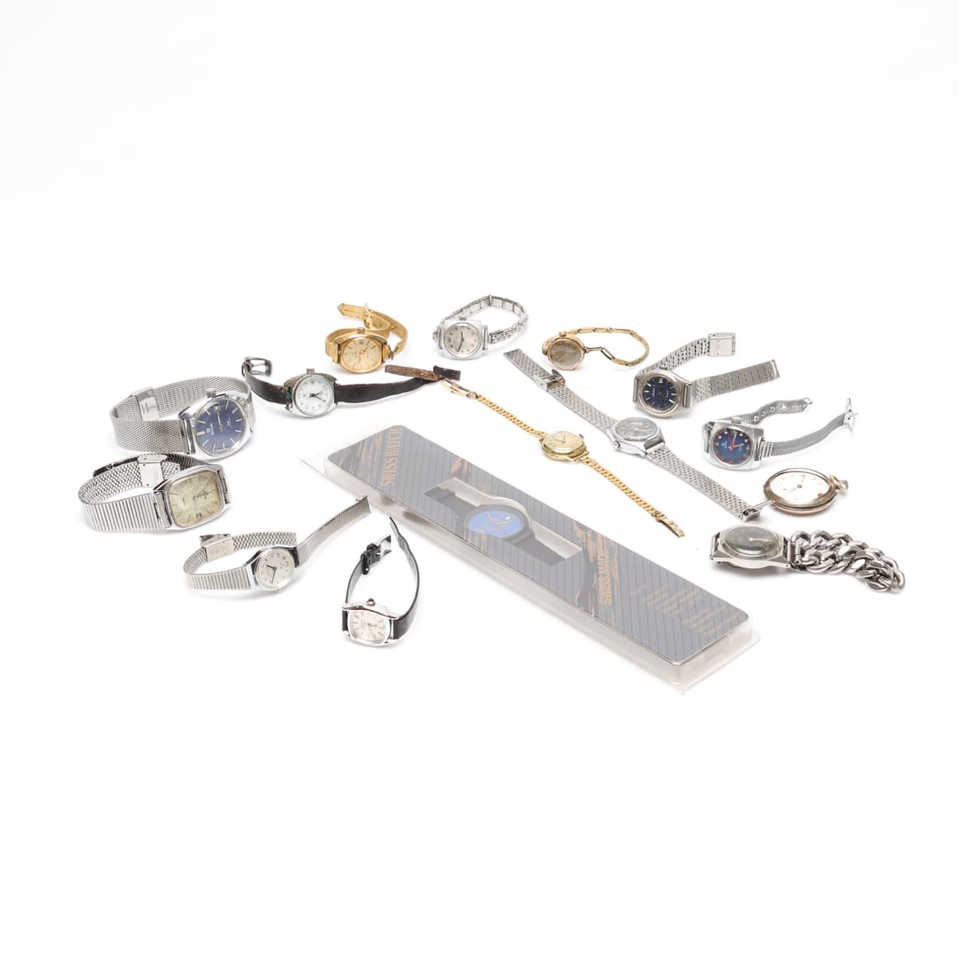 ARMBANDSUR samt FICKUR, 15 delar, bl.a. Nivada, Perfecta.