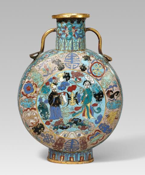 A cloisonné enamel moon flask. 19th century