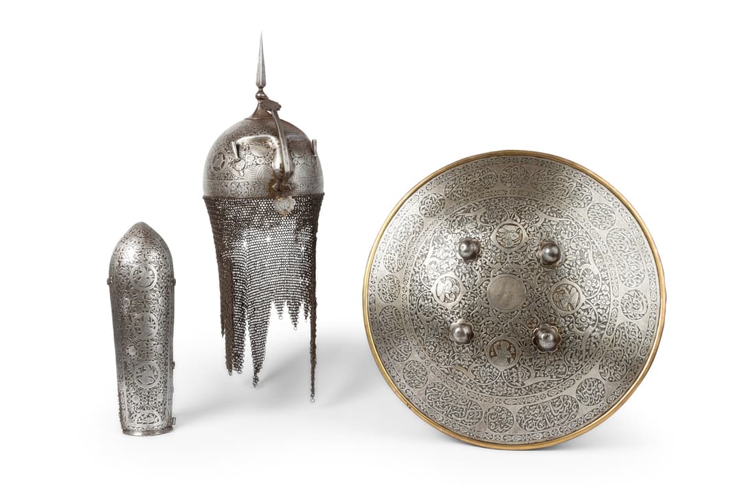A QAJAR SET OF STEEL ARMOUR