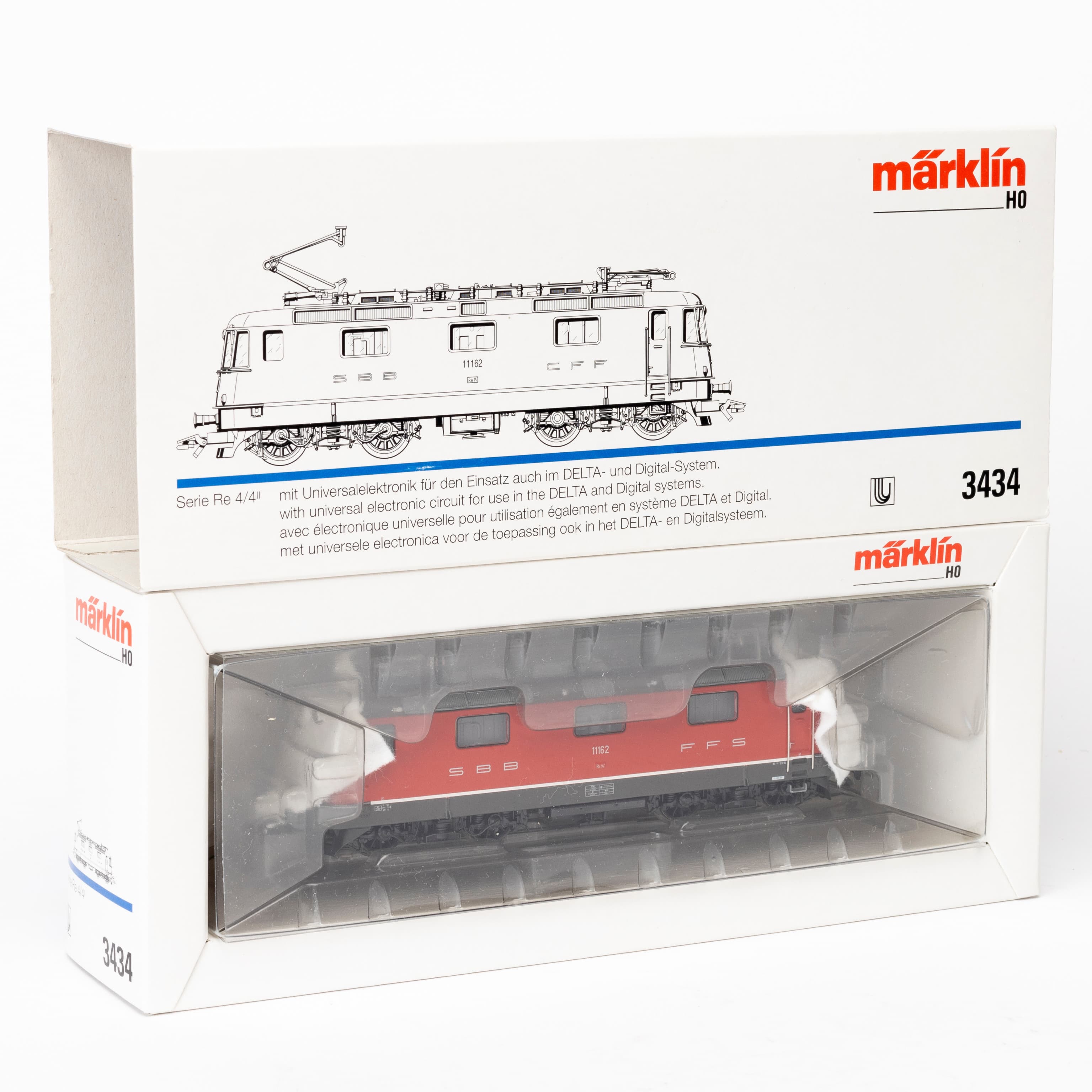 MÄRKLIN 3434 SBB:s elektrolok Re 4/4, röd, DELTA digital, originalförpackning.