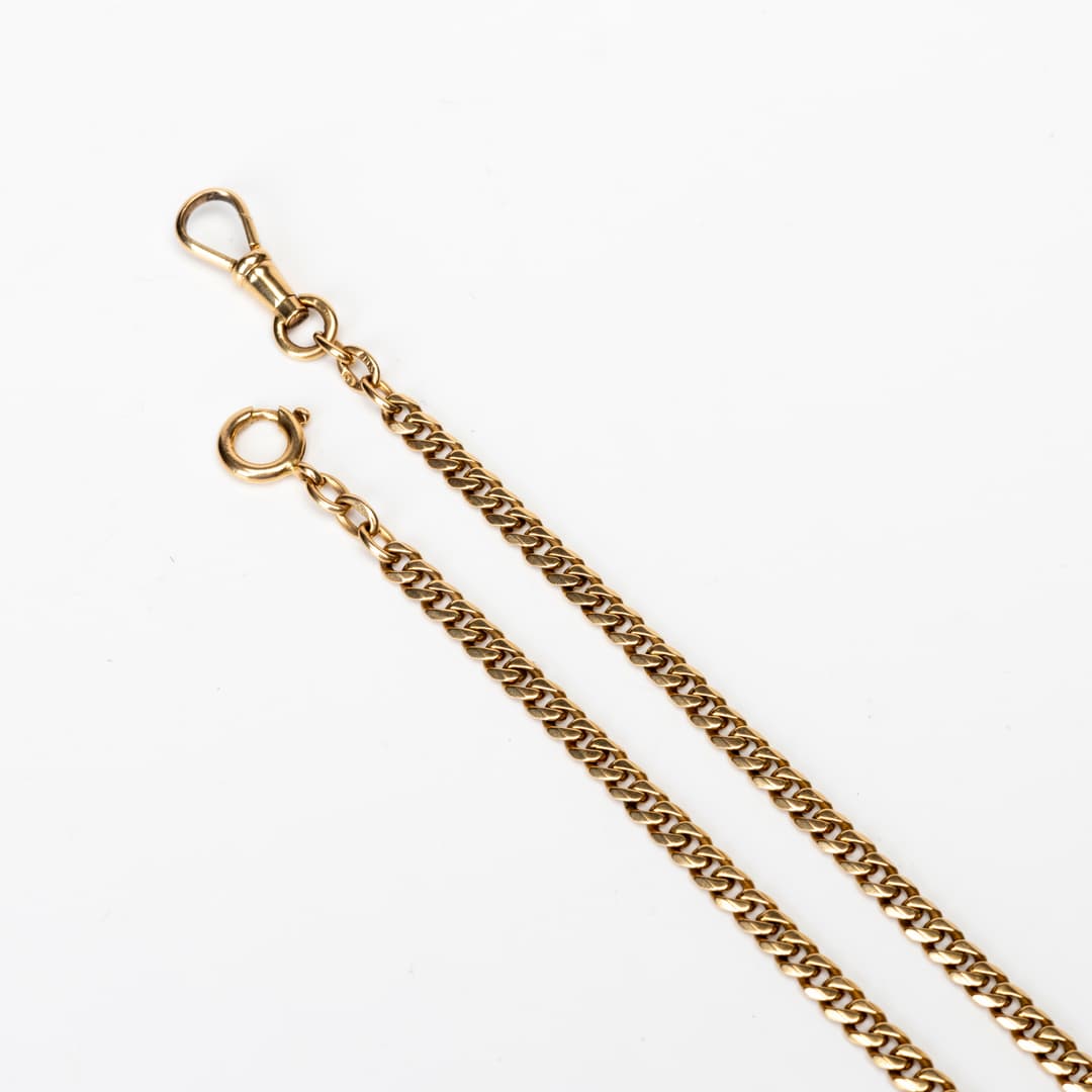 KLOCKKEDJA, 18K guld, svensk import, tidigt 1900-tal.
