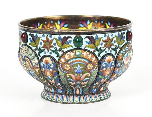 A Russian Silver Enameled Bowl, Nikolai Alexeev