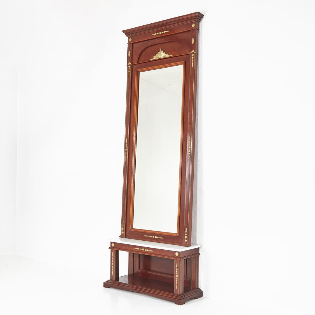 SPEGEL med trymå, 1900-talets början, empirestil, fanerade mahogny