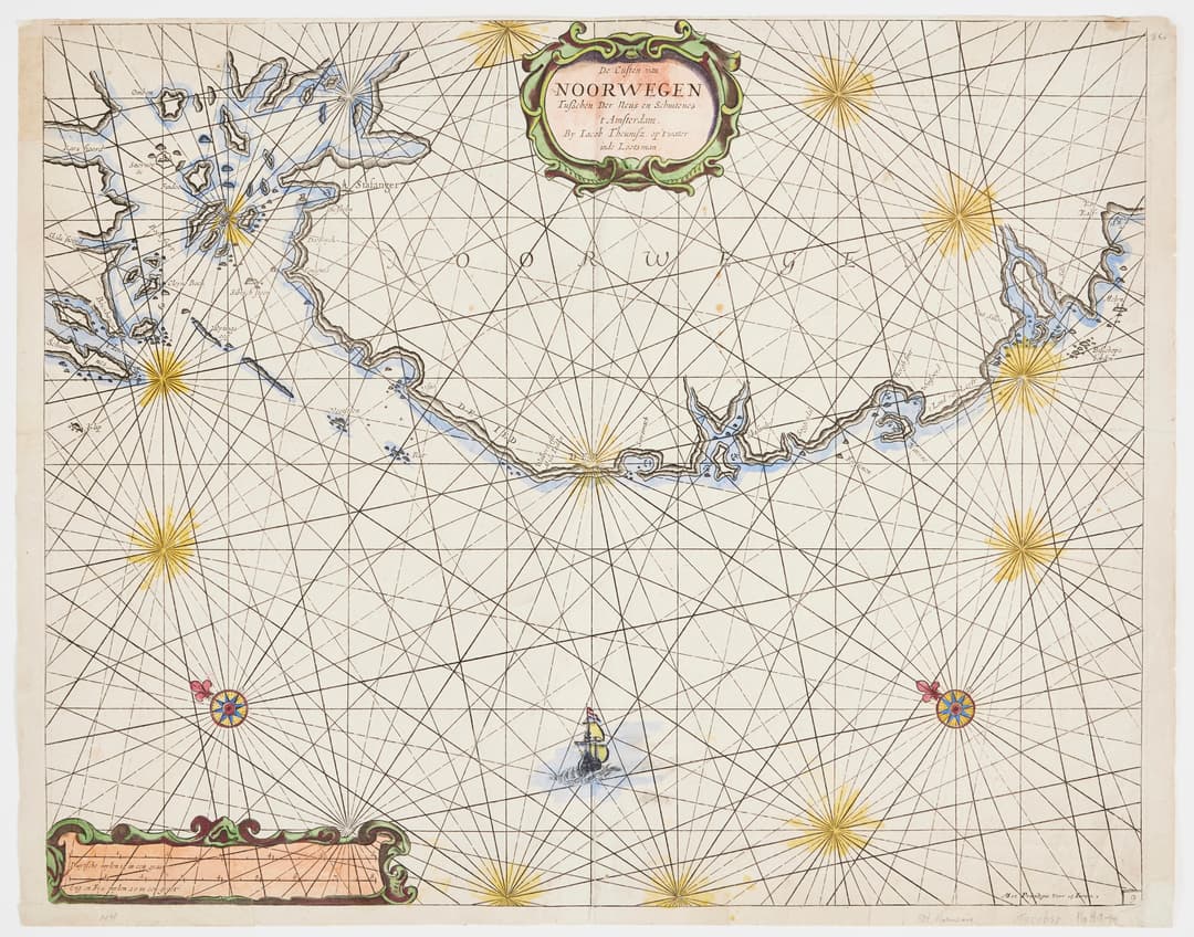THEUNTIZ LOOTSMAN, SEACHART NORWAY, c. 1690.