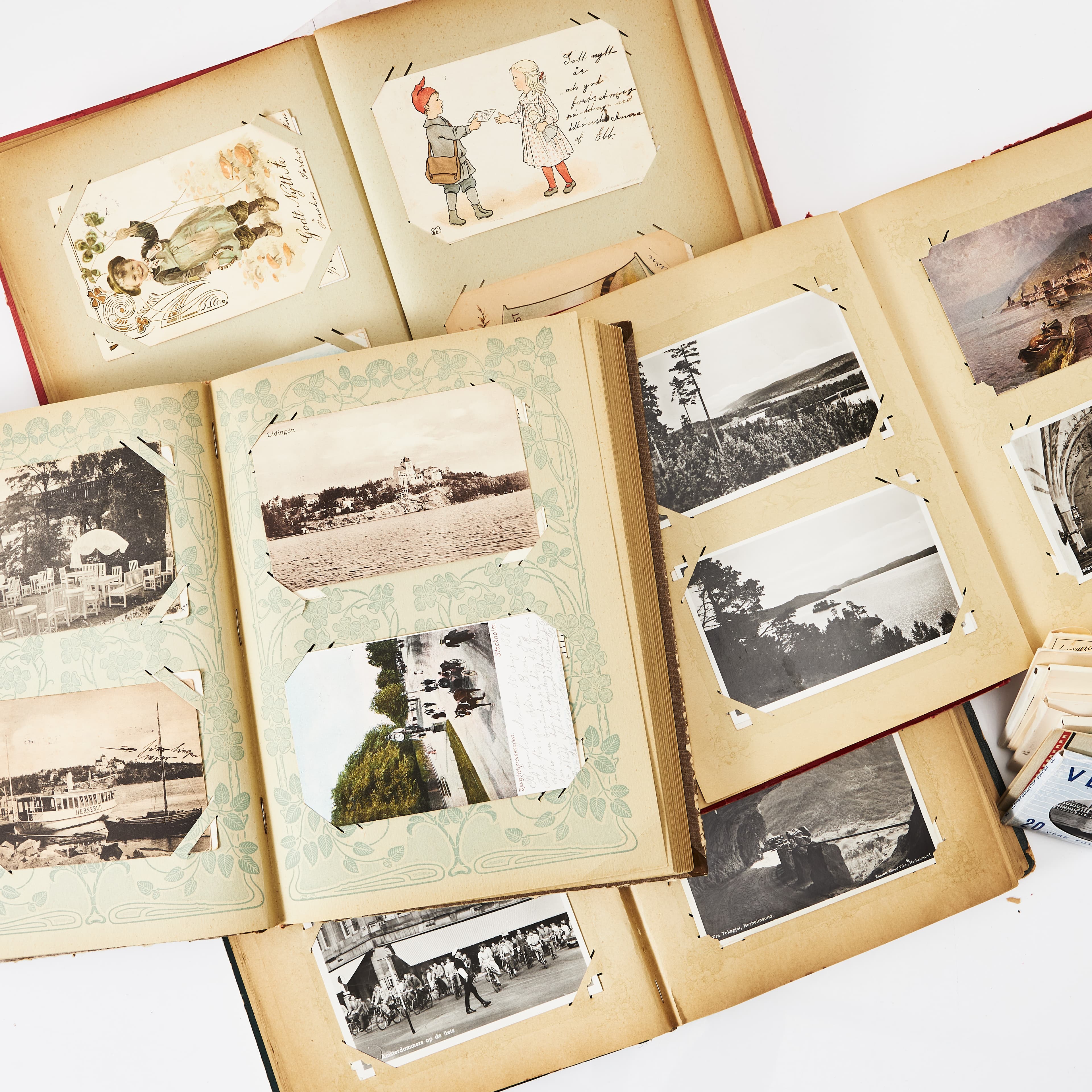 BREVKORT, fyra album, högtidskort, stockholmsbilder samt album från