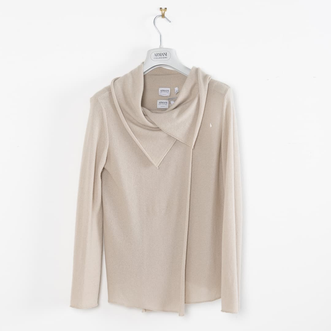 ARMANI, Stickat set i kashmir, linne och kofta, storlek it38 (2).