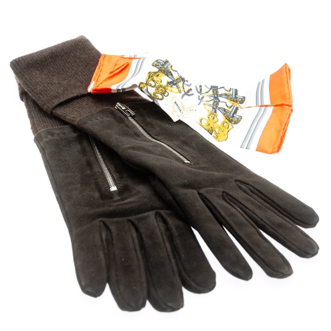 HERMÈS. Handschuhe, Gr. 8 und Deko-Accessoire (3).
