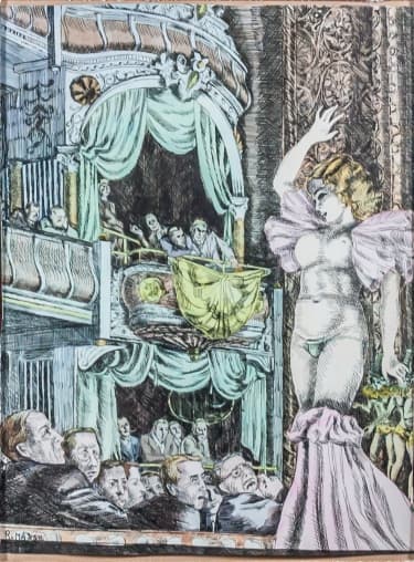Reginald MARSH - Burlesque dancer, The show, Aquarelle et encre signée