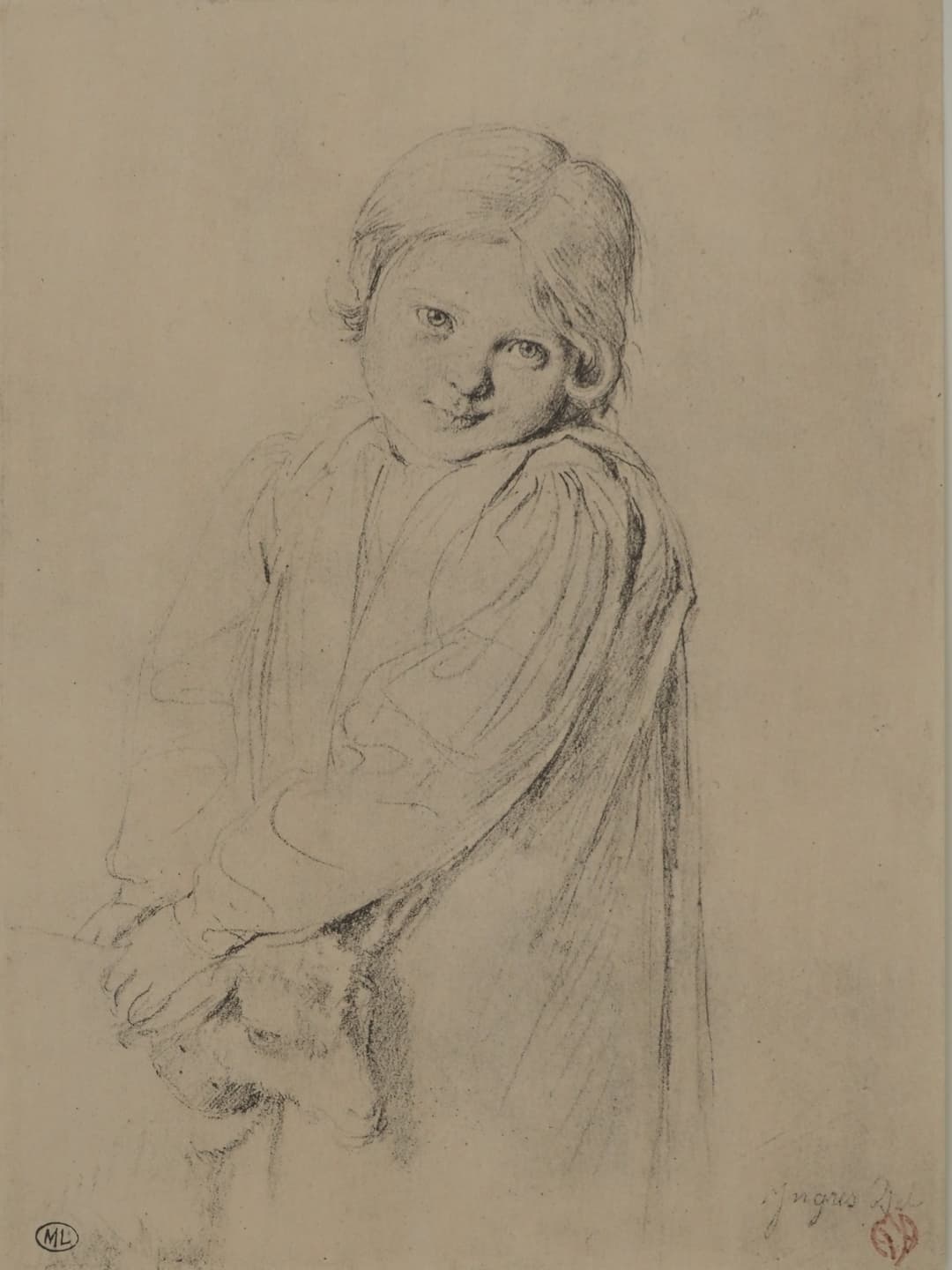 INGRES (d’après) - Enfant à la chèvre, Lithographie signée