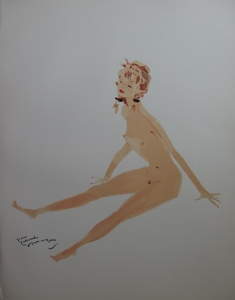Jean-Gabriel DOMERGUE - La chute, Lithographie originale signée