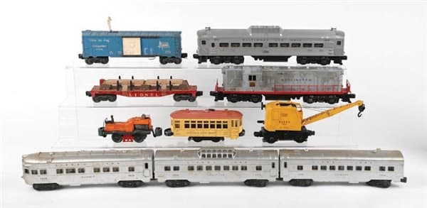 LOT OF 10: LIONEL NO. 2328 BURLINGTON W/ PASSENGER CARS & MOTORIZED UNITS
