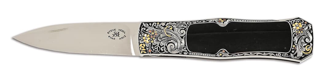 STEVE HOEL CUSTOM BLACK EDWARDS JADE COKE BOTTLE LOCKBACK ENGRAVED BY CJ CAI.