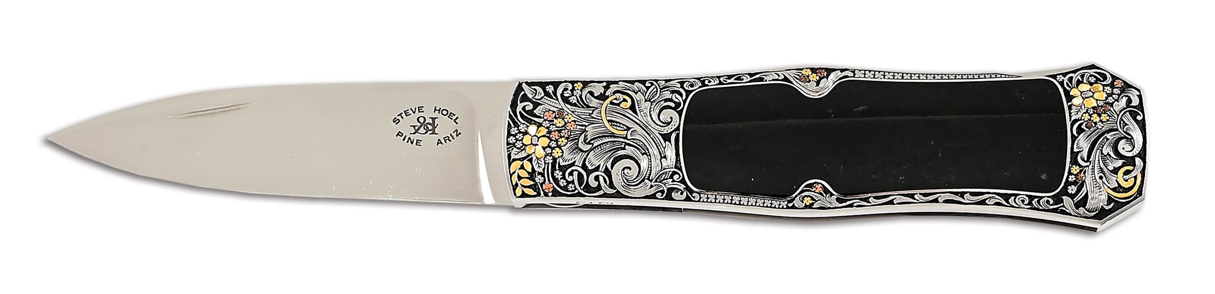 STEVE HOEL CUSTOM BLACK EDWARDS JADE COKE BOTTLE LOCKBACK ENGRAVED BY CJ CAI.