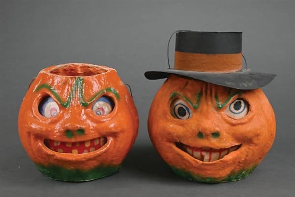 LOT OF 2: PAPIER-MÂCHÉ PUMPKINS