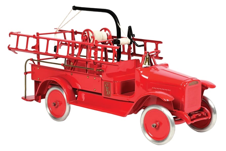 PRE-WAR PRESSED STEEL BUDDY "L" FIRE LADDER TRUCK
