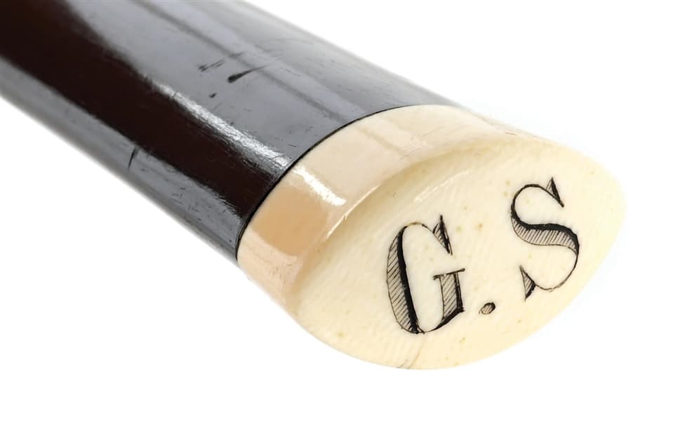ART DECO IVORY TIP AND EBONY SHAFT CANE