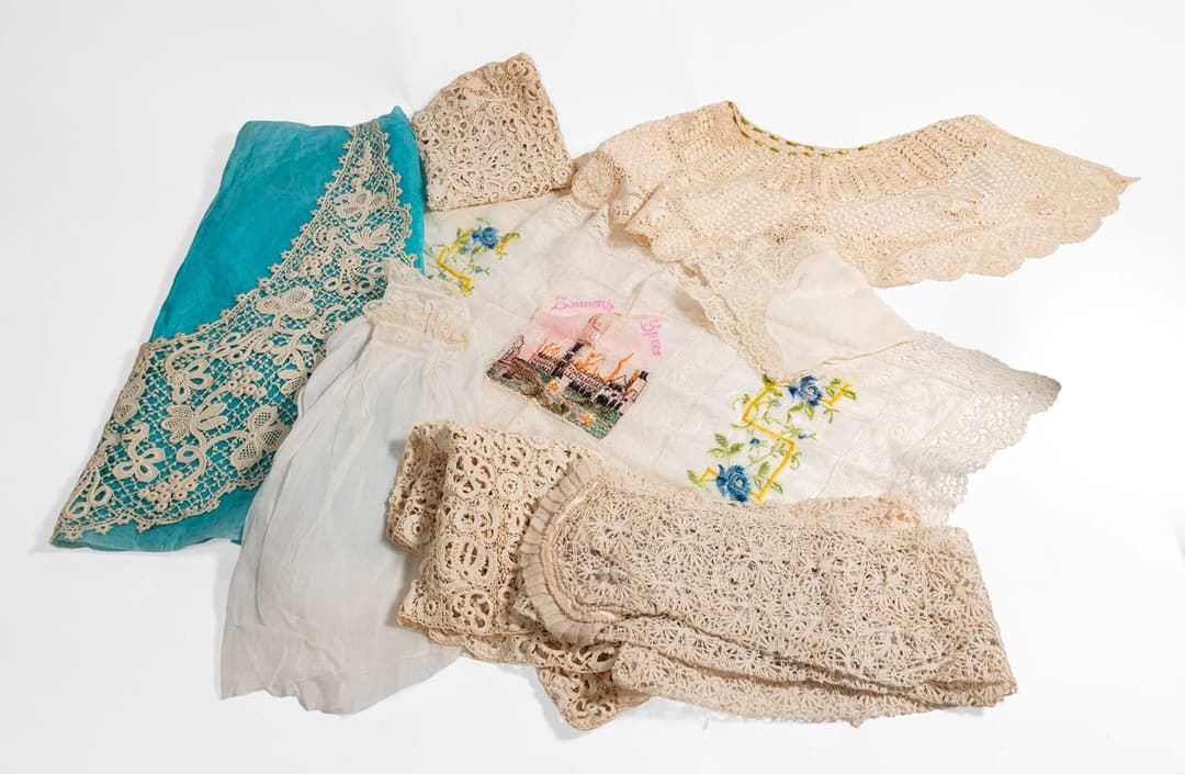 Assorted 19th Century and Later Lace, Cluny, Souvenir of Ypres