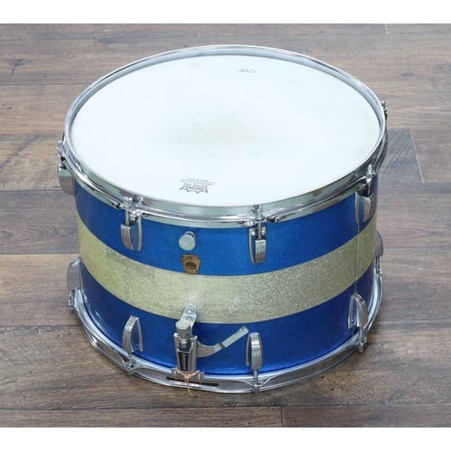 1960s Ludwig marching snare drum, blue/gold/blue sparkle str...