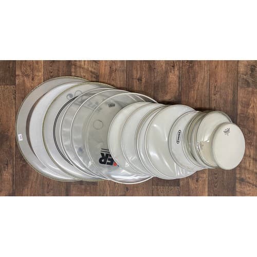Large group of assorted drum heads primarily by Remo and Eva...