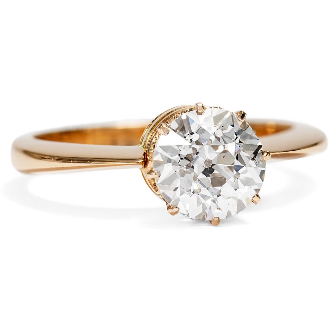 Old European Cut Diamond Solitaire Convertible into a Ring and Brooch