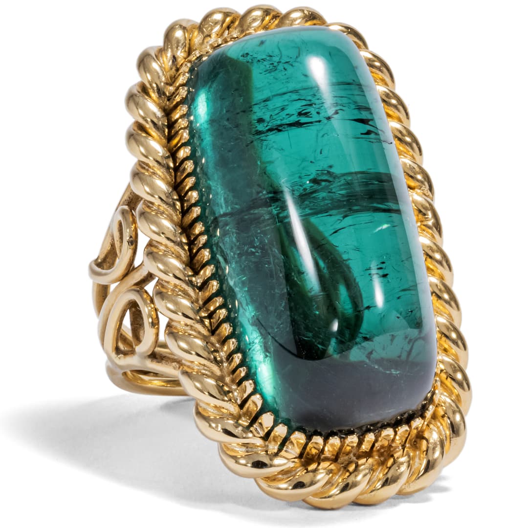 Stunning Vintage Ring With Tourmaline In Gold, Vienna Circa 1960