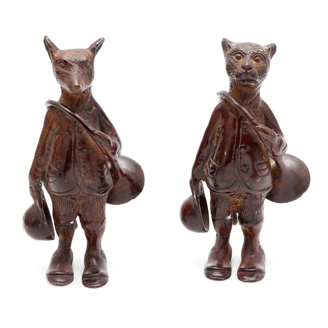 FRENCH SCHOOL, 20TH CENTURY. Cat and fox as trumpet players.
