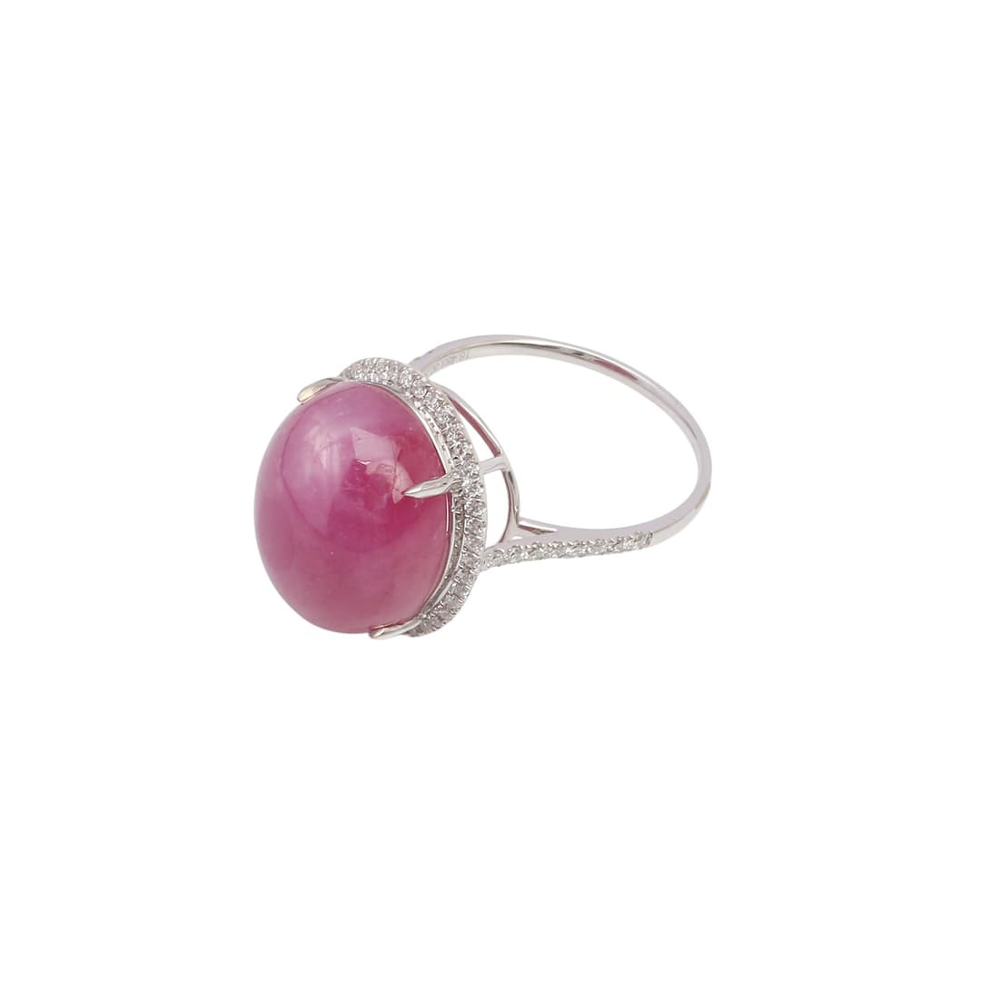 Ruby and diamonds rosette ring.