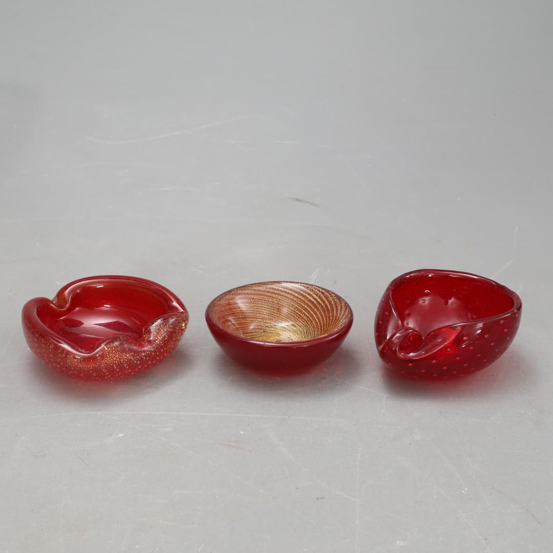 SKÅLAR, tre stycken, glas, Murano, Italien.