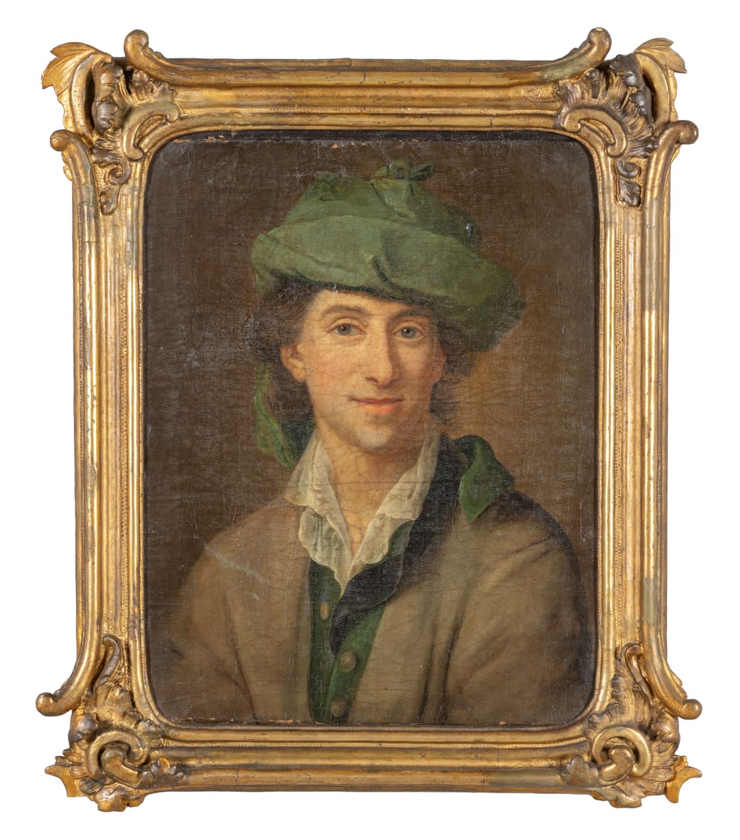 Scuola veneta fine sec.XVIII 'Ritratto di giovane con berretto verde'