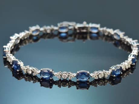 Edles klassisches Saphir Diamant Armband aus Weißgold 750