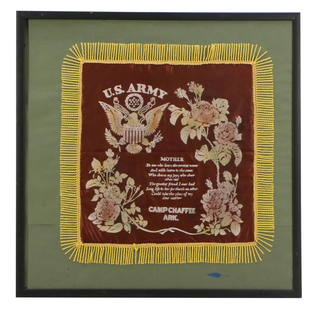U.S. Army "Sweetheart" Souvenir Satin Pillow Case with Verse for "Mother"