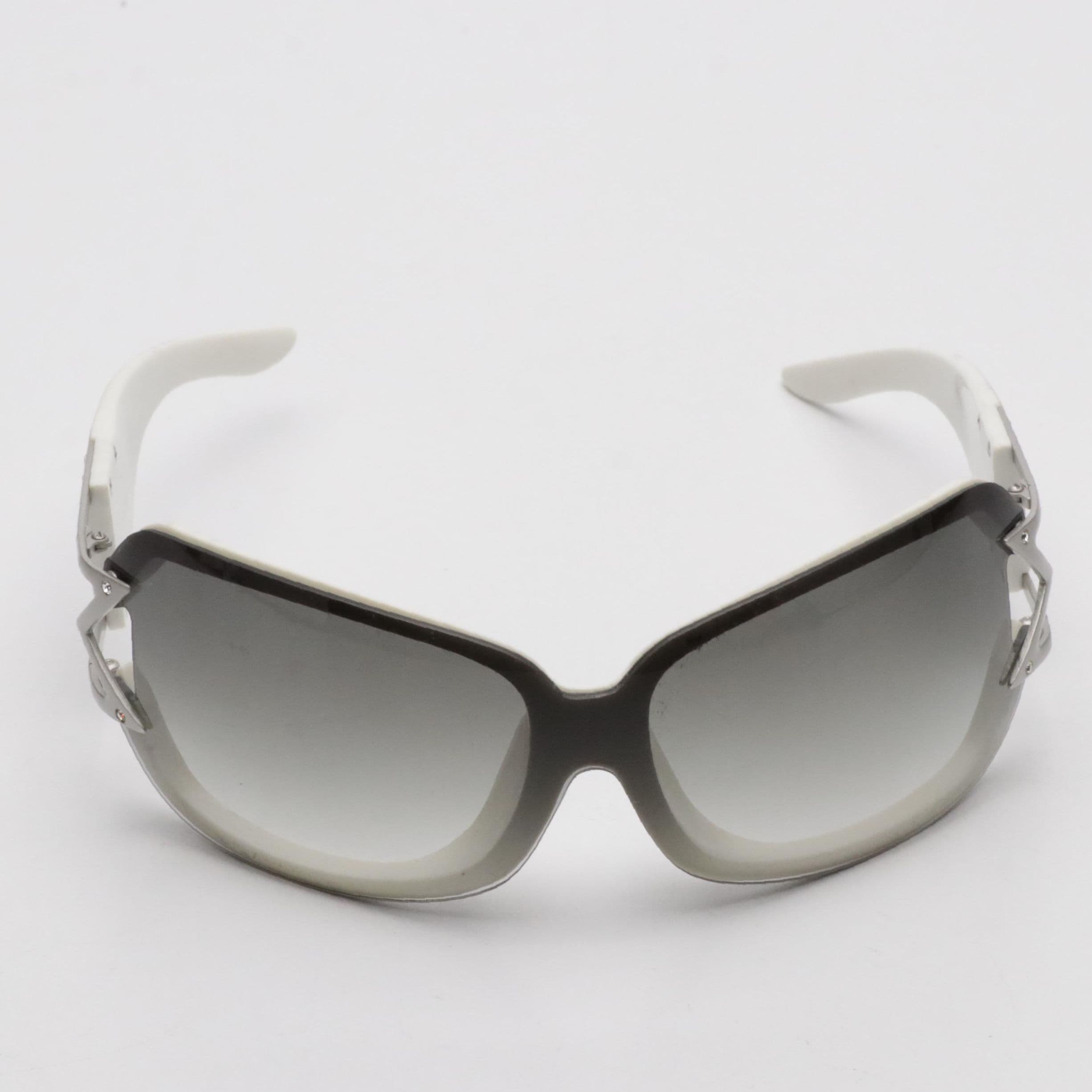 M by Madonna x H&M Shield Style Crystal Embellished Sunglasses in White