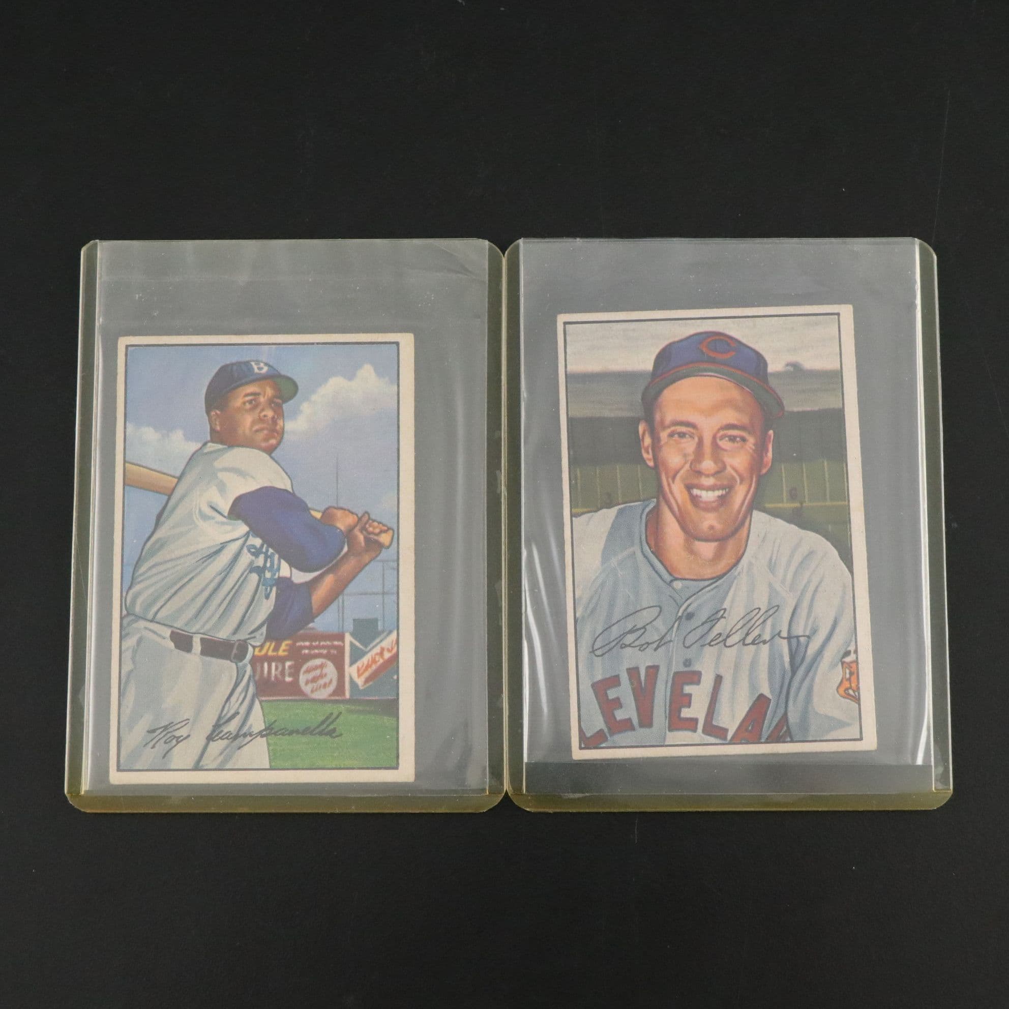 Bob Feller and Roy Campanella Bowman Trading Cards, 1952