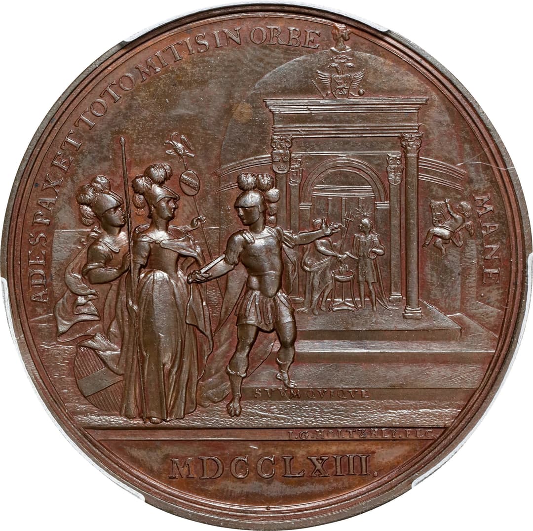 1763 Dutch Medal Commemorating the Treaty of Hubertusburg. Betts-445.