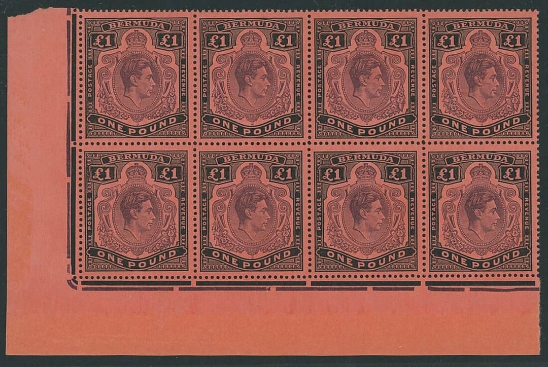 Bermuda 1938-53 High Value Keyplates Perf. 14 (comb) £1 deep reddish