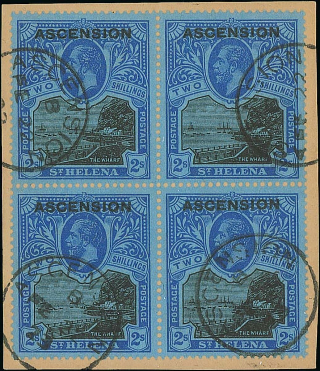 Ascension 1922 (2 Nov.) on stamps of St. Helena, ½d. to 3/- set of