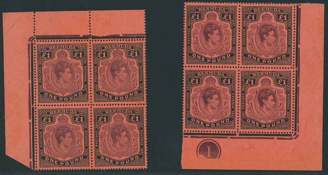 Bermuda 1938-53 High Value Keyplates Perf. 14 (comb) £1 pale purple