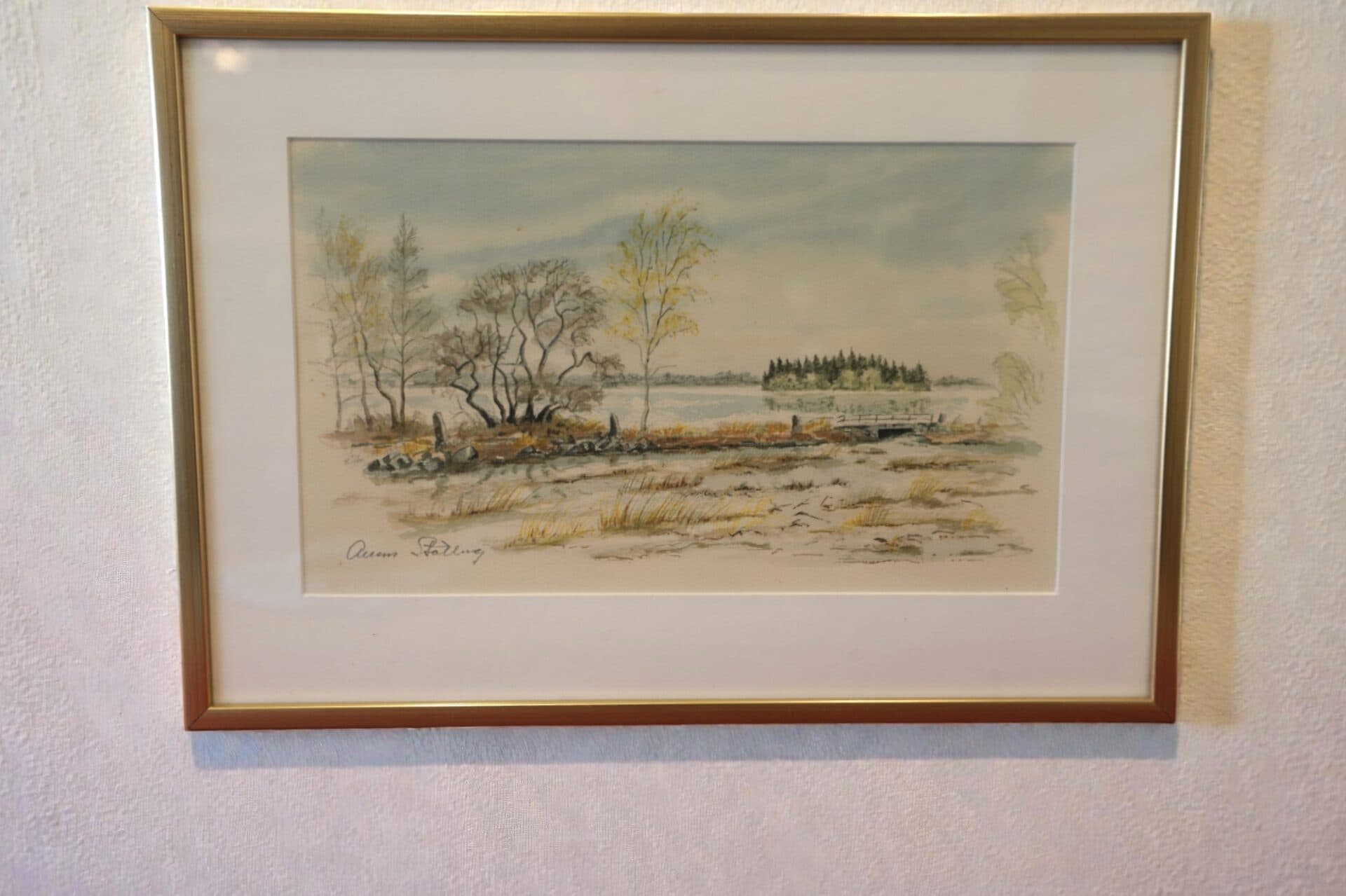 Inramad akvarell Allan Stålberg. 50×35 cm