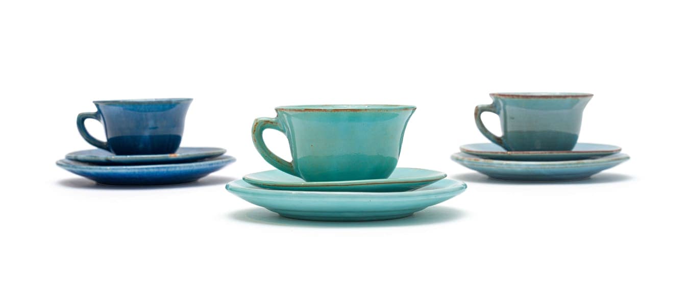 Linn Ware; Three cups, saucers and side plates