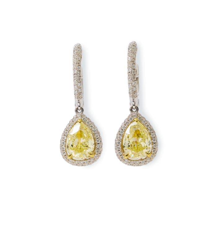 Yellow diamond drop earrings