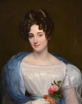 BELGIAN SCHOOL (19TH CENTURY), PORTRAIT OF A LADY WITH A BLUE SCARF