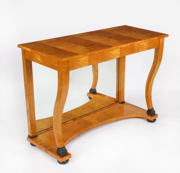 Antique Biedermeier Maserbirch Console Table Circa 1830 19th C