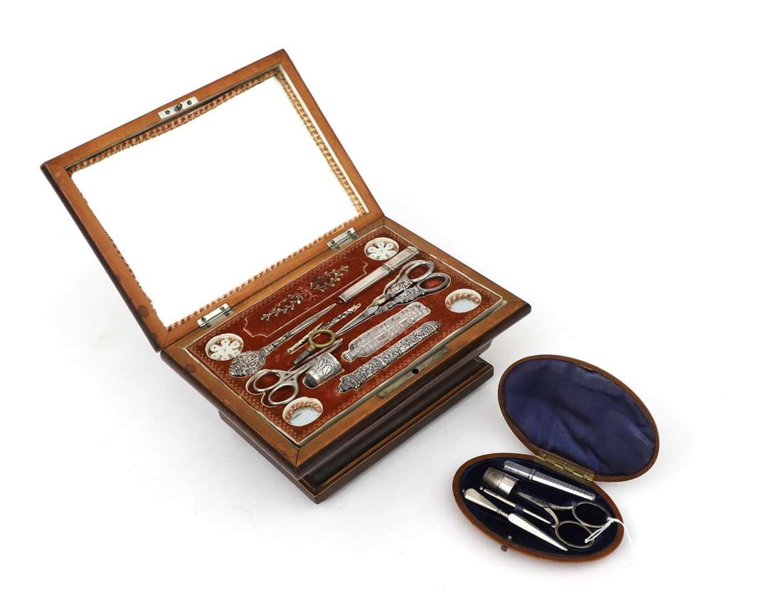 Two silver sewing sets, Holland, 19th century
