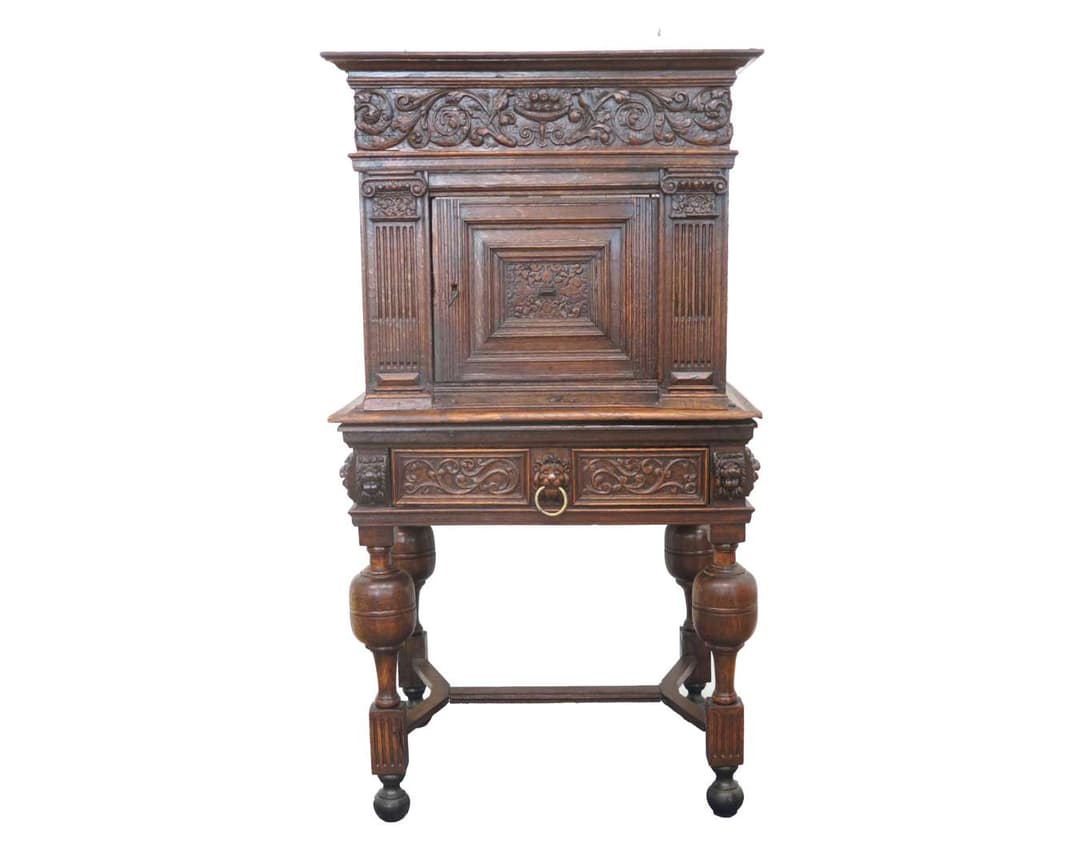An oak nappy cabinet, Holland, c. 1640 and later