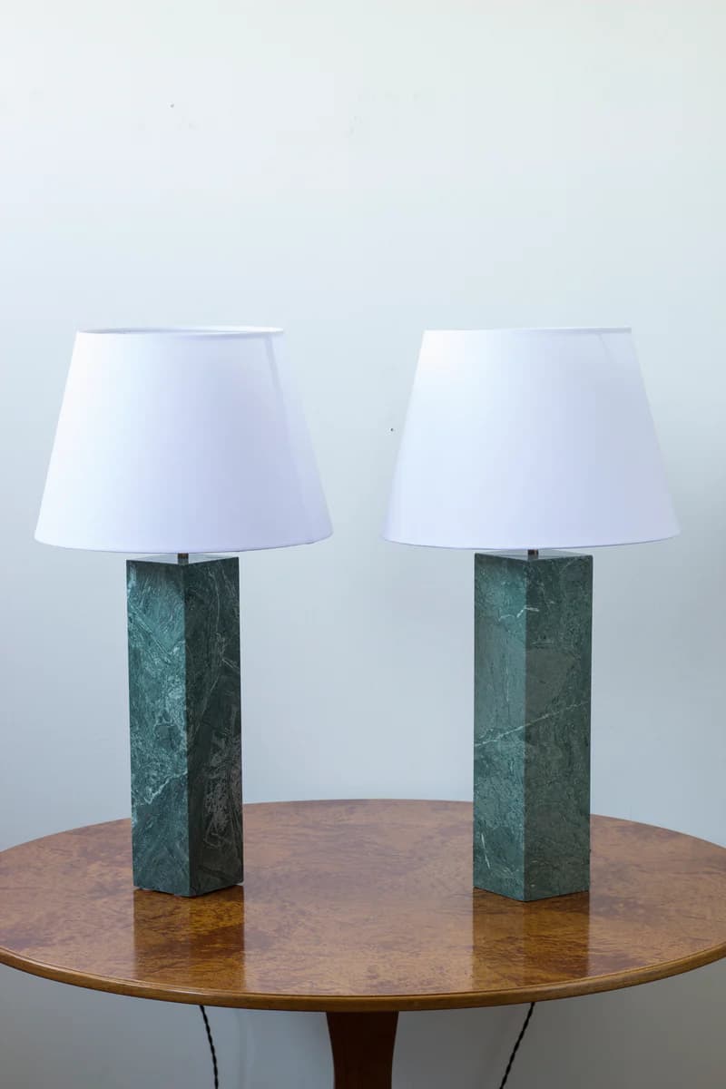 Swedish Green marble table lamps