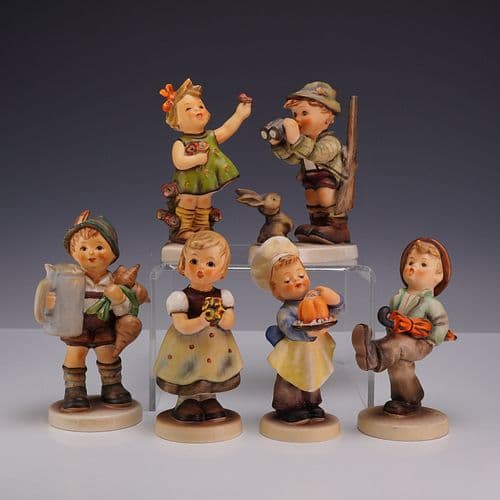 6pc Goebel Hummel Hand-Painted Porcelain Figurines